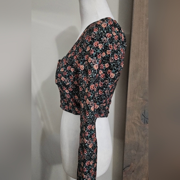 ZARA Floral Bustier Long Sleeve Crop Top. Size XS - Picture 8 of 14